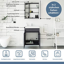 Mobile da bagno + armadietto a specchio, set di mobili da bagno, 64 cm, colore: antracite