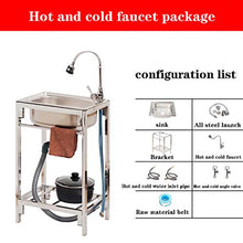 Kitchen Sinks Lavabo Semplice in Acciaio Inox con Staffa Mobile lavello da Campeggio con Sistema di Scarico Completo portaoggetti Adatto per Cucina e Lavanderia Interna ed Esterna