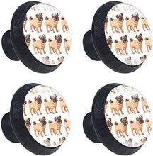 Cartone animato Pug Dog Pattern Pomelli per Porta Set di 4 Pomelli per Mobili Manopole per Cassetti Cucina Armadio Vetro