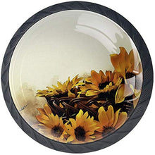 Painting Retro Sunflowers and Butterfly Pomelli per Porta Set di 4 Pomelli per Mobili Manopole per Cassetti Cucina Armadio Vetro