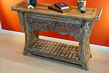 Jambi - Cassettiera in legno di teak massiccio, 120 cm, con intaglio