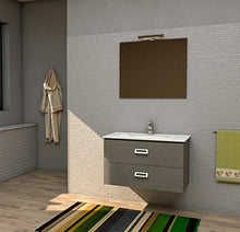 COMPOSIZIONE BAGNO Linea"Futura" da 91CM Mobile Sospeso + Lavabo + Specchio + Lampada Led (Grigio Portland)