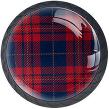 Plaid scozzese rosso blu scozzese Pomelli per Porta Set di 4 Pomelli per Mobili Manopole per Cassetti Cucina Armadio Vetro