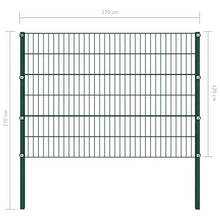 Panneau de clôture avec poteaux Fer 1,7 x 1,2 m Vert