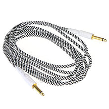 SaySure - Guitar Cable 3M/10FT Black And White Cloth Braided Tweed