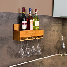 Relaxdays Cantinetta, 17x37x11,5, Portabottiglie con Portabicchieri in bambù, per 4 Bottiglie di Vino, Naturale, Marrone, 36x11.5x17 cm