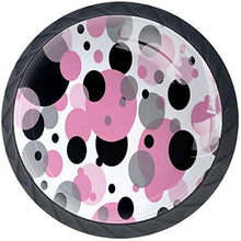 Polka Dots Pattern Rosa Nero Pomelli per Porta Set di 4 Pomelli per Mobili Manopole per Cassetti Cucina Armadio Vetro