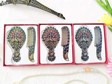 Specchio per Il Trucco Vintage Cinese Scavato Apri Bottiglia di Pavone Intaglio Set di pettini per Strass Specchio Specchio Regali