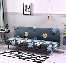 SHANNA Futon - Copridivano Elasticizzato Senza braccioli, Antiscivolo, Elastico e Pieghevole, Adatto per Divano Letto Pieghevole (Fiore Grigio Scuro, Motivo Stampato) - Arredi Casa