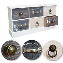 Clic-And-Get Mini Cassettiera Cassetti Cassetta Accessori Legno Organizzazione Vintage Shabby Armadio - 6 scompartimenti Largo