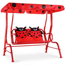 COSTWAY Altalena per Bambini, Altalena Dondolo per Giardino con Tetto Apribile e 2 Posti, Blu