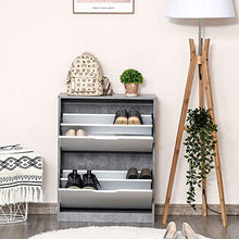 homcom Mobile Scarpiera Salvaspazio a 2 Ante per 8 Paia di Scarpe, Arredamento Moderno Grigio e Bianco, 62.5x26x81cm