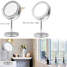 Specchio per Il Trucco, specchi per Il Bagno con luci Specchio per Il Trucco bifacciale Illuminato a LED con ingrandimento Normale 7X 2 a 360 °