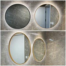 Specchio Rotondo Retroilluminato A LED Illuminato Per Bagno, Con Telaio In Lega Di Alluminio (oro / Nero), Trucco, Specchio Da Barba, Antiappannamento / Impermeabile + Interruttore a sfioramento