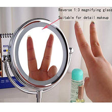 Specchio per Il Trucco, Specchi per Trucco da Barba Specchio per Trucco Illuminato A LED da Terra, Specchio per Ingrandimento 3X con Luce, Specchio Cosmetico da Appoggio, Bifacciale