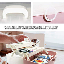 Scatola per medicine, scatola di pronto soccorso, scatola portatile per medicine, scatola organizer, pieghevole a 3 strati, grande capacità, per la casa, per esterni (blu)