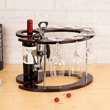 GJSN Portabocchio per Vino, Tablet Brown Forte Carico Forte e Resistente Può Contenere da 1 a 8 Bottiglie Di Vino e da 6 a 8 Bicchieri,E.