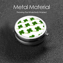 Lucky Four Leaf - Contenitore rotondo per pillole a 3 scomparti, in metallo, per medicina e vitamina