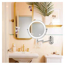 ZJBB Specchio Cosmetico Illuminato da Parete con Ingrandimento 10X, USB Ricaricabile Specchio Trucco, Specchio da Bagno Estensibile con Luce LED Regolabile per Spa e hotelPolished Chrome