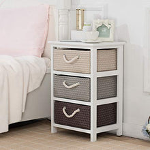 XiuHUa Comodino Moderno in Legno massello con cassettiera in Paglia di Corallo Mobili da Camera da Letto (Size : 3 Layer)