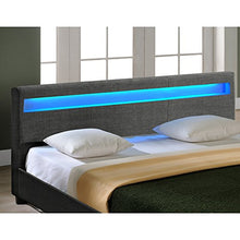 Corium Letto-LED in Tessuto Grigio Scuro di Alta qualitá 140x200cm incl. Telecomando