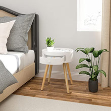 WOLTU Set di 2 Comodini per Camera da Letto Comodino Rotondo con Cassetto Tavolino da Salotto in Legno Bianco TS111ws-2