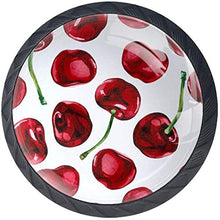 Ciliegia rossa che dipinge frutta dolce Pomelli per Porta Set di 4 Pomelli per Mobili Manopole per Cassetti Cucina Armadio Vetro