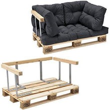 [en.casa] Divano Paletta Euro-sofá - a 2 posti con Cuscino - [Grigio Scuro] Set Completo incl. bracciolo e Schienale - Arredi Casa