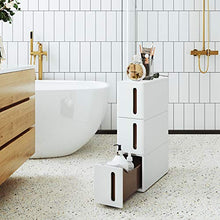SONGMICS Carrello di rotolamento con 3 cassetti, con ripiano a scomparsa, ripiano per il bagno, con ruote rimovibili, in PP, salvaspazio, 45 x 17 x 63 cm, bianco KFR07WT