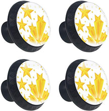 Motivo a stelle giallo bianco Pomelli per Porta Set di 4 Pomelli per Mobili Manopole per Cassetti Cucina Armadio Vetro