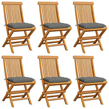 vidaXL Sedie da Giardino con Cuscini Grigi 6 pz in Massello di Teak
