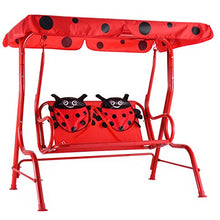 RELAX4LIFE Altalena da Giardino per Bambini con Baldacchino, con 2 Cinture di Sicurezza, 2 Posti, Colore Rosso, 112x75x108 CM