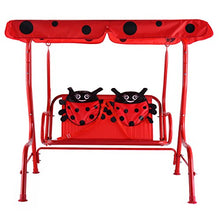 DREAMADE Altalena Dondolo da Giardino per Bambini con 2 Posti e Tetto Regolabile 117 x 78 x 116 cm (Rosso)