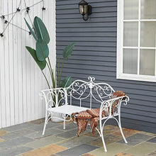 Outsunny Panca da Giardino Panchina 2 Posti Esterno Metallo 131 × 51 × 90cm Bianco