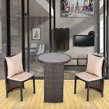 Outsunny Set Tavolino e Sedie da Giardino o da Esterno in Rattan, Set 3 Pz, Marrone e Beige