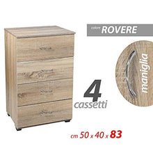 Argonauta Cassettiera Comodino da Camera 4 cassetti Rovere cm 50 x 40 x 83 h