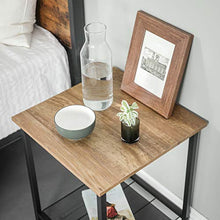 VASAGLE Set di 2 Tavolino da Salotto, Comodino in Stile Industriale, Struttura Resistente in Acciaio, Soggiorno Camera da Letto, Assemblaggio Semplice, Marrone Miele e Nero