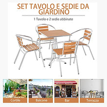 Outsunny Set Tavolo e 4 Sedie da Giardino e Terrazza, Arredamento da Esterno in Alluminio e Plastica, Colore Legno