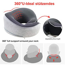 WonderTech Cuscino da Viaggio Memory Foam, Cuscino Cervicale da Viaggio Tightness Regolabile, perfetto per Auto Aereo Ufficio e Domestico, Con maschera per occhi e inserti per orecchie, Grigio