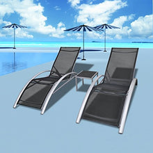 FESTNIGHT Lettino Prendisole/Sedia a Sdraio Set 3 pz in Alluminio Nero