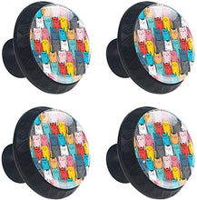 Simpatico cartone animato colorato Cat Heads Pattern Pomelli per Porta Set di 4 Pomelli per Mobili Manopole per Cassetti Cucina Armadio Vetro