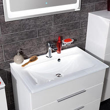 FACKELMANN Kara - Set di mobili da bagno, 3 pezzi, 80 cm, con mobiletto sottolavello, lavabo in vetro e armadietto a LED