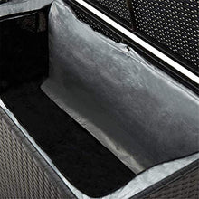 Baule da Giardino, Contenitore da giardino, cestino del ponte in rattan nero con coperchio, contenitore di fodera impermeabile per strumenti per giardinaggio patio, cuscini, accessorio per piscina, cu