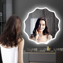 FYHpet Specchio da Bagno con lampadari a Forma di Fiore, Interruttore tattile, dimmerabile, Specchio a LED, Grande Specchio cosmetico, Bagno, Soggiorno