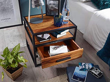 KADIMA Design Comodino Sheesham Legno Metalloo Industriale