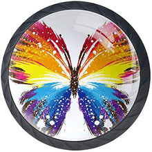 Farfalla arcobaleno grunge Pomelli per Porta Set di 4 Pomelli per Mobili Manopole per Cassetti Cucina Armadio Vetro