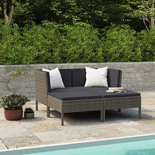 SKM Set Divani da Giardino 4 pz con Cuscini in Polyrattan Grigio (29kg)