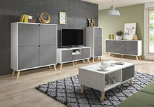 3xEliving Cassettiera moderna Gazan 2D, bianco opaco/grigio