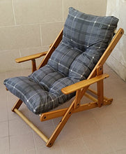 Poltrona Sdraio Relax 3 Posizioni in Legno Pieghevole Cuscino Imbottito H 100 Colore Grigio Scuro
