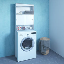 Symbiosis Mobile per Lavatrice, Truciolare, Melamina, Bianco/Grigio (White & Grey), 177 x 64.3 x 19.2 cm